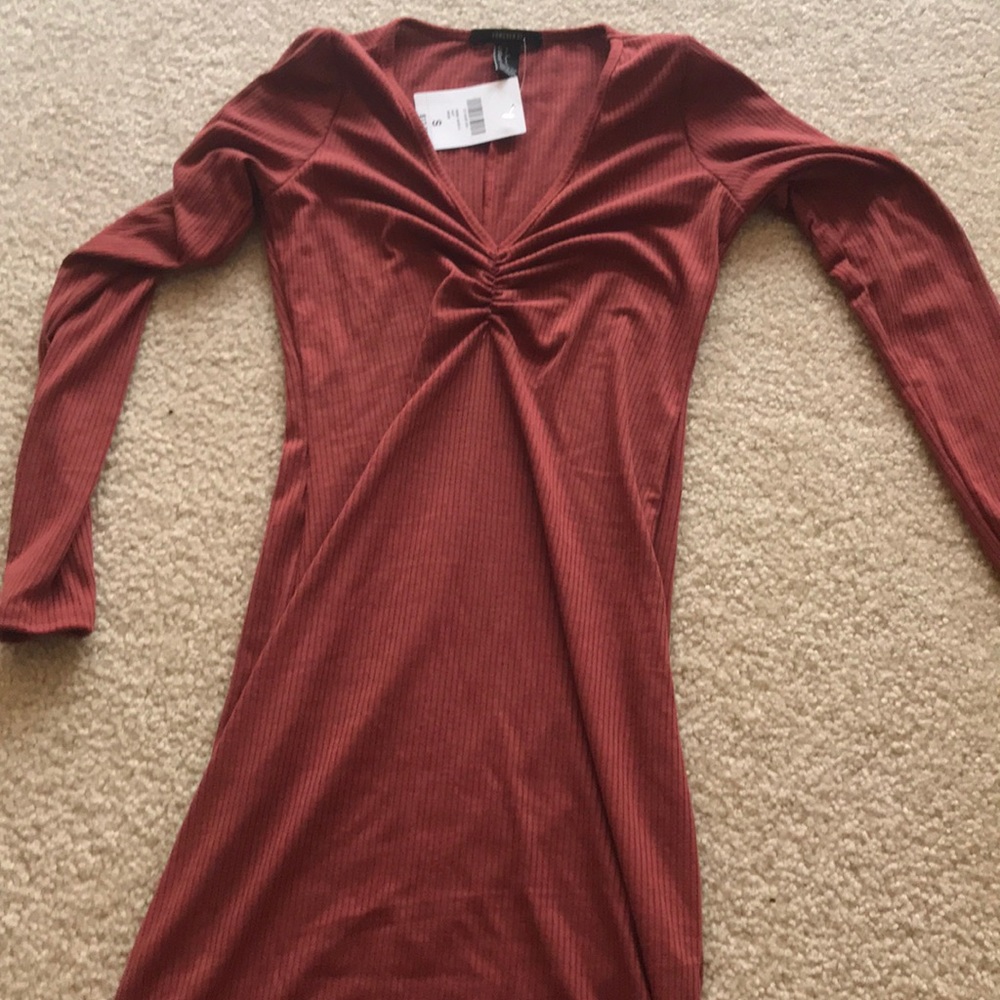 Maroon Long Sleeve Dress